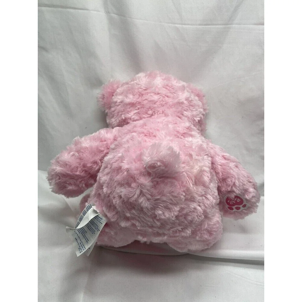 Build A Bear Pink Cuddles Teddy Heart Nose Swirly Fur Plush 16
